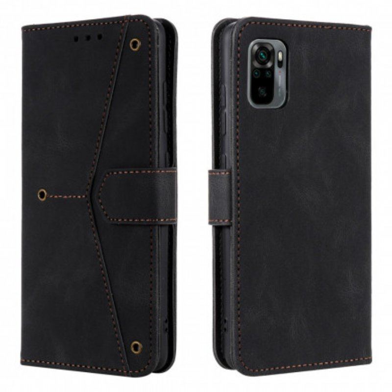 Etui Folio do Xiaomi Redmi Note 10 5G Dwukolorowe Nity Ze Sztucznej Skóry