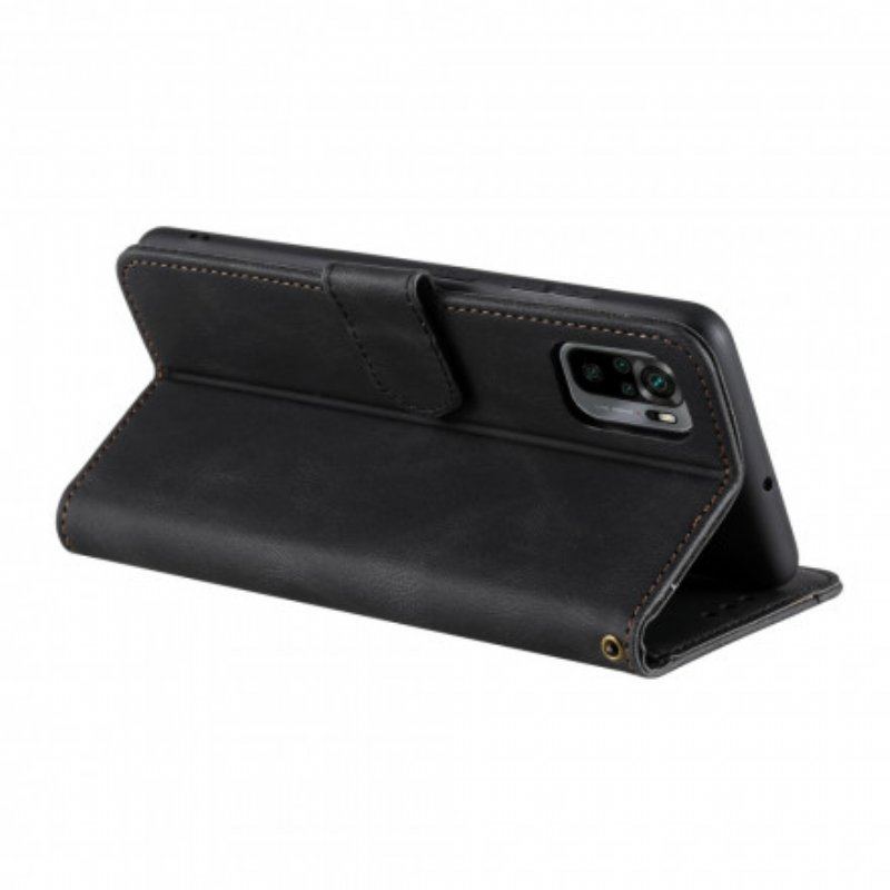 Etui Folio do Xiaomi Redmi Note 10 5G Dwukolorowe Nity Ze Sztucznej Skóry