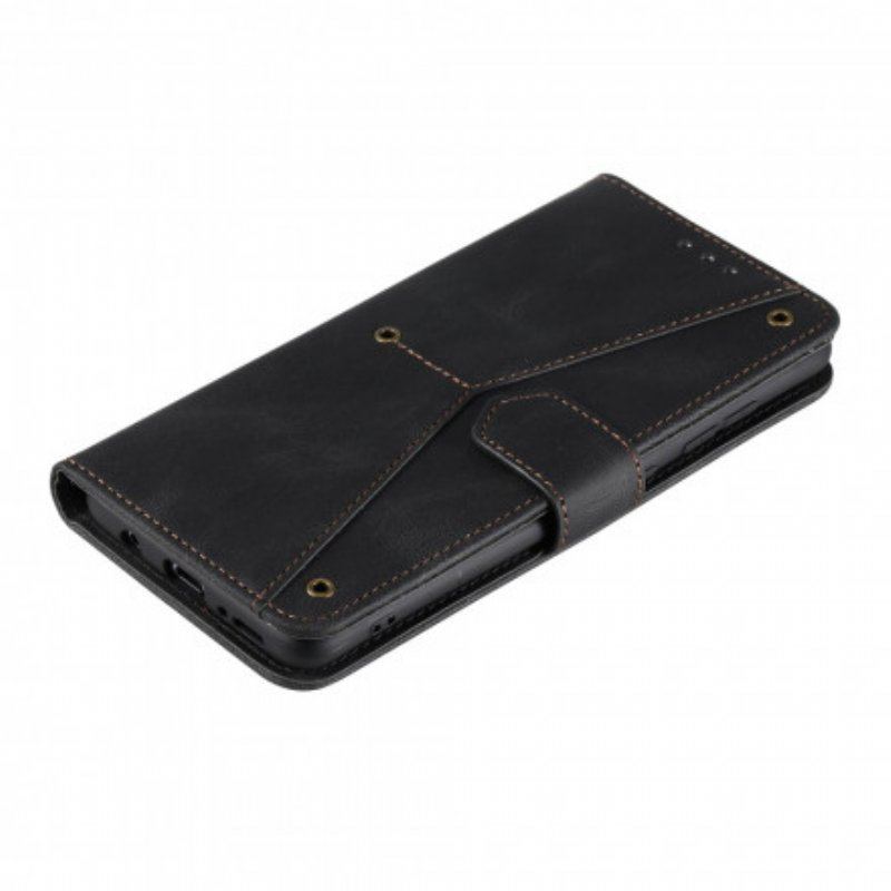 Etui Folio do Xiaomi Redmi Note 10 5G Dwukolorowe Nity Ze Sztucznej Skóry
