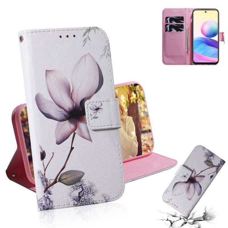 Etui Folio do Xiaomi Redmi Note 10 5G Kwiat Zgaszony Róż