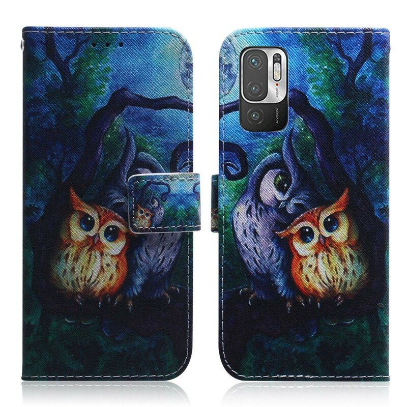 Etui Folio do Xiaomi Redmi Note 10 5G Malowanie Sów