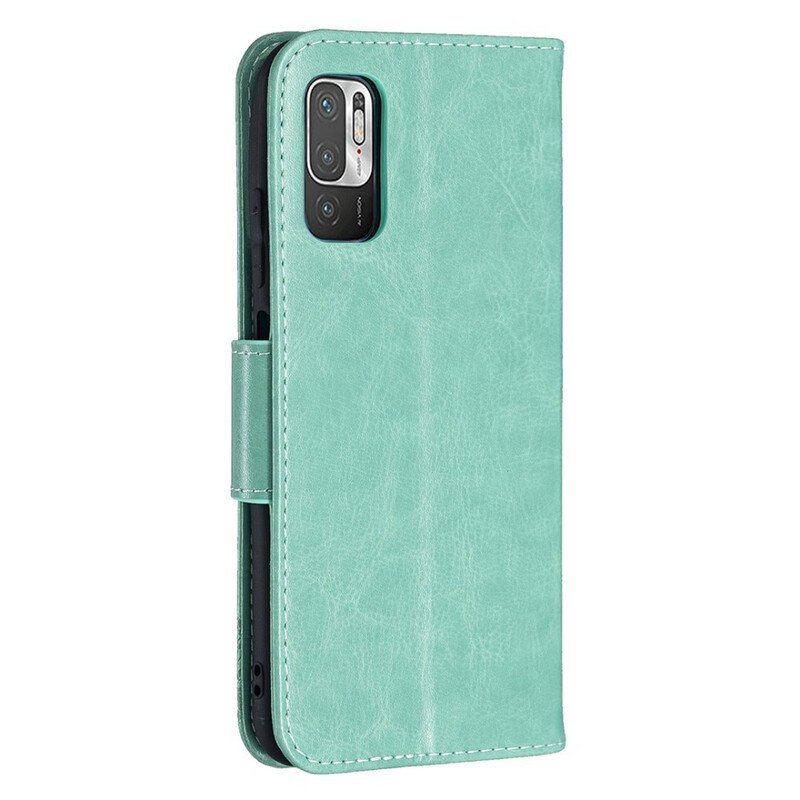 Etui Folio do Xiaomi Redmi Note 10 5G z Łańcuch Paski Z Nadrukiem Motyli