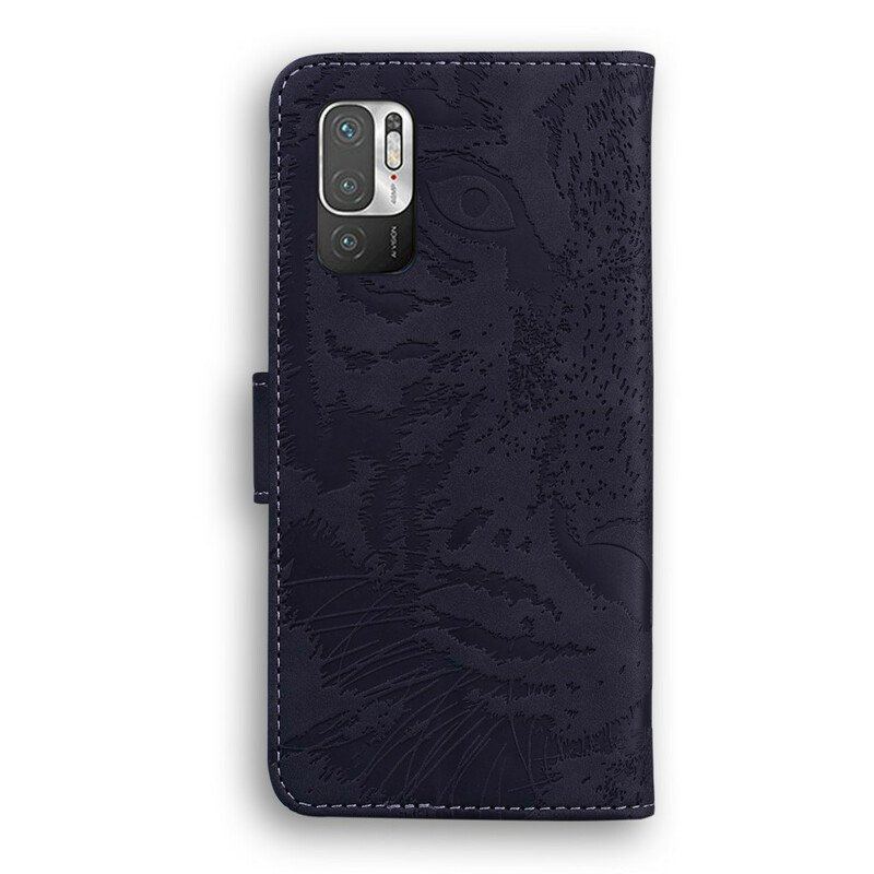 Skórzany Futerał do Xiaomi Redmi Note 10 5G Nadruk Twarzy Tygrysa