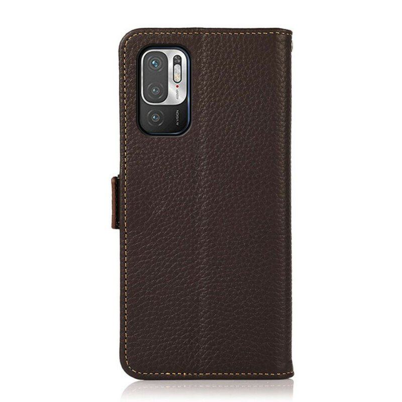 Skórzany Futerał do Xiaomi Redmi Note 10 5G Skóra Liczi Rfid