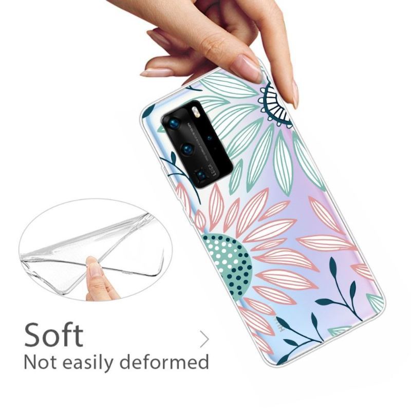 Etui do Huawei P40 Pro Biznes Stokrotka Kwiaty