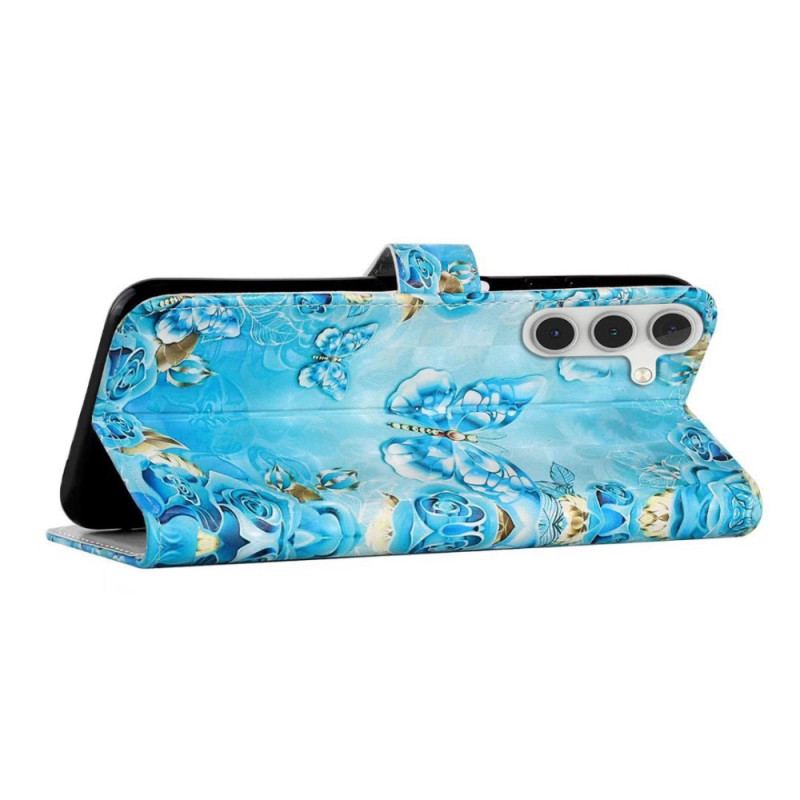 Etui Folio Do Samsung Galaxy A16 5g Niebieskie Motyle I Diamenty