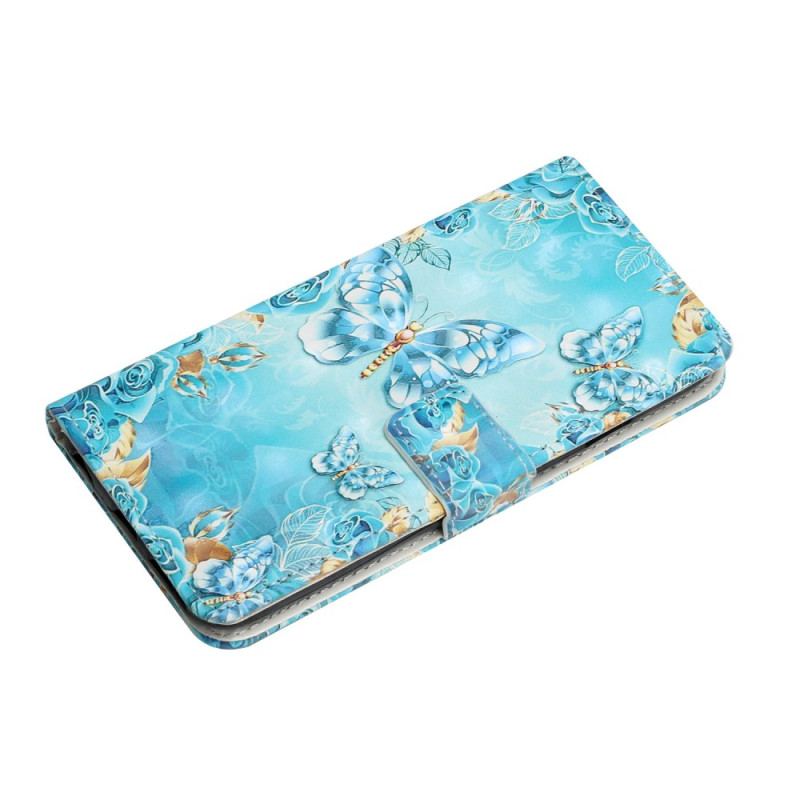 Etui Folio Do Samsung Galaxy A16 5g Niebieskie Motyle I Diamenty
