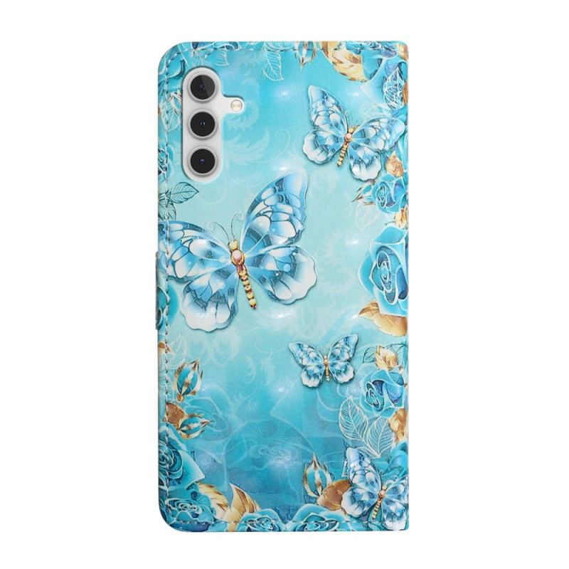 Etui Folio Do Samsung Galaxy A16 5g Niebieskie Motyle I Diamenty