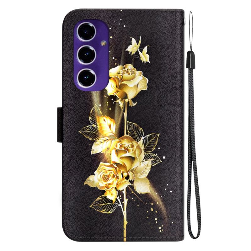 Etui Folio Do Samsung Galaxy A16 5g Złoty I Różowy Motyl