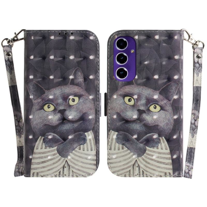 Etui Folio Samsung Galaxy A16 5g Szary Kot Z Paskiem