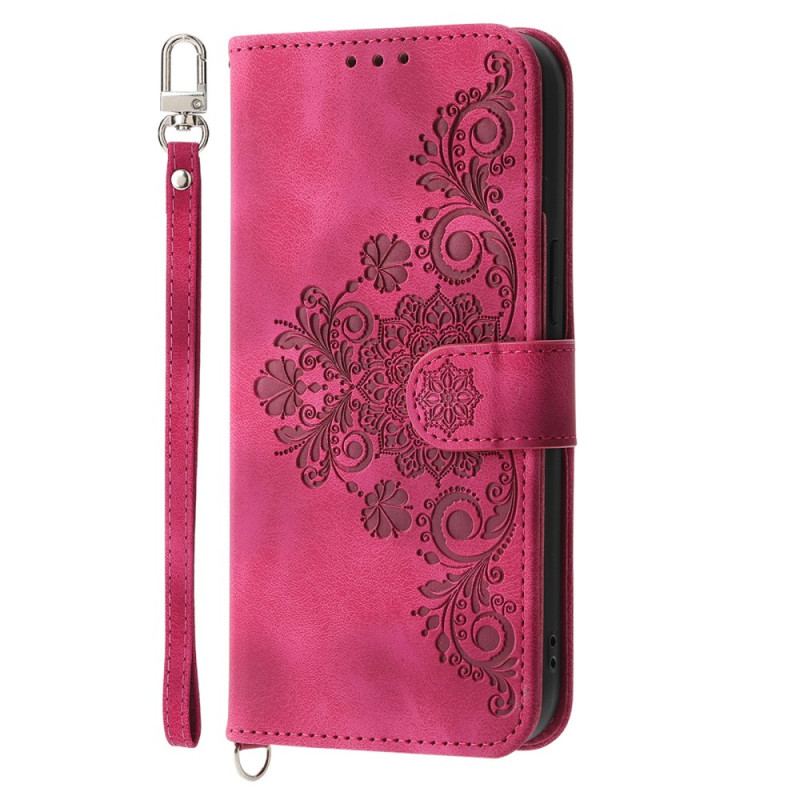 Etui Folio Samsung Galaxy A16 5g Wzór Koronkowy Z Paskiem I Paskiem Na Ramię