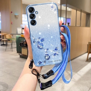 Etui Samsung Galaxy A16 5g Cyrkonie I Kwiaty Z Paskiem Kadem