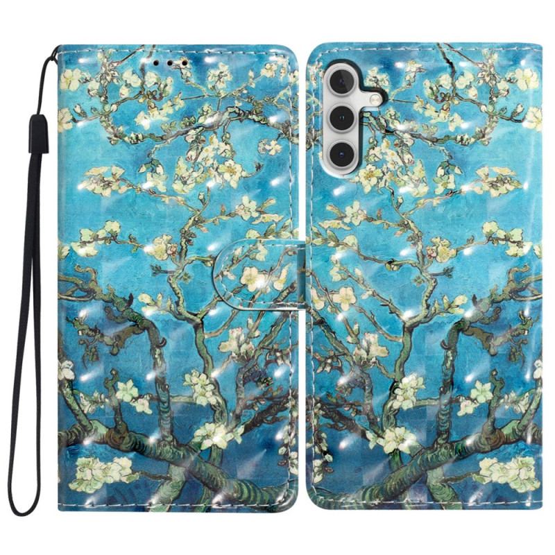 Skórzany Futerał Samsung Galaxy A16 5g Etui Na Telefon Kwiaty Moreli