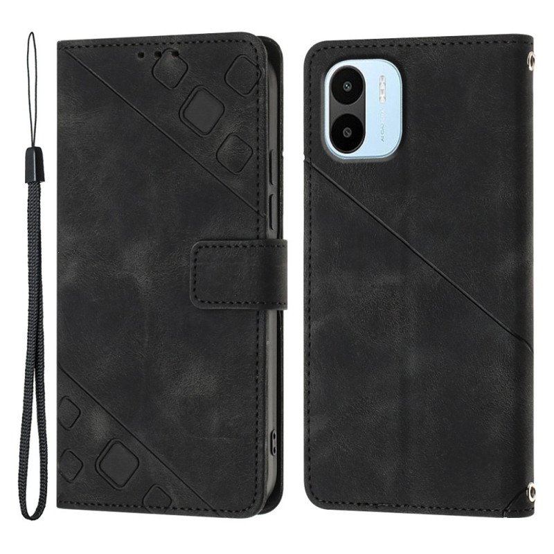 Etui Folio do Xiaomi Redmi A1 z Łańcuch Paski W Stylu Lat 70