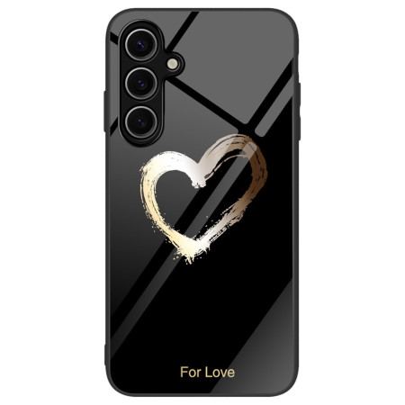 Etui Do Samsung Galaxy S24 Fe Złote Serce Ze Szkła Hartowanego Na CZarnym Tle