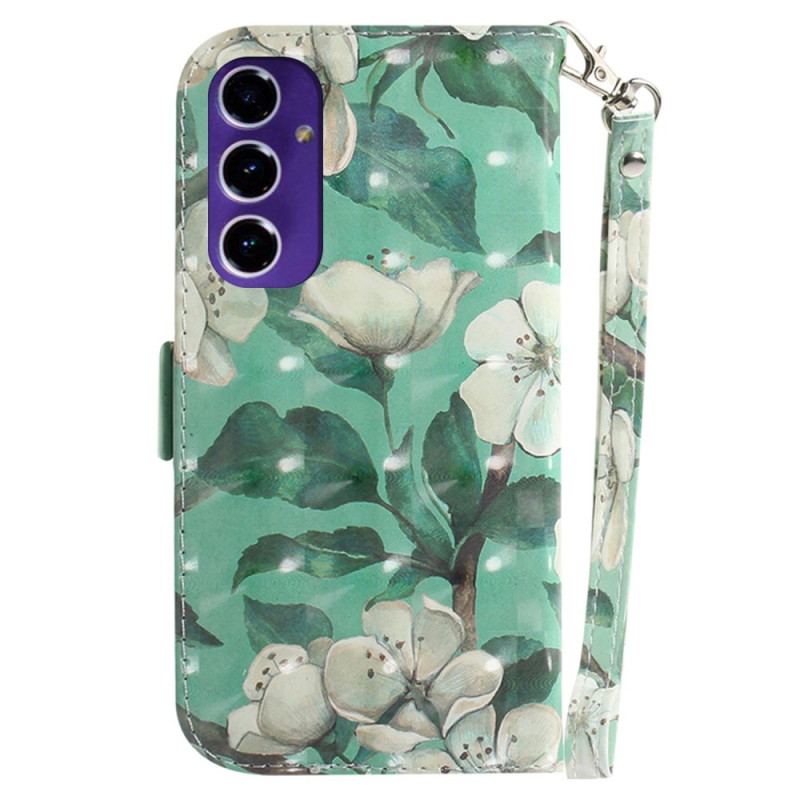 Etui Folio Do Samsung Galaxy S24 Fe Akwarela Kwiaty Z Paskiem