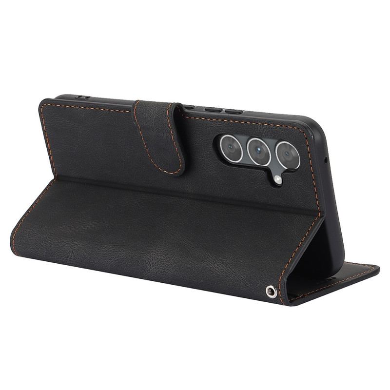 Etui Folio Do Samsung Galaxy S24 Fe Efekt Zamszu Z Paskiem