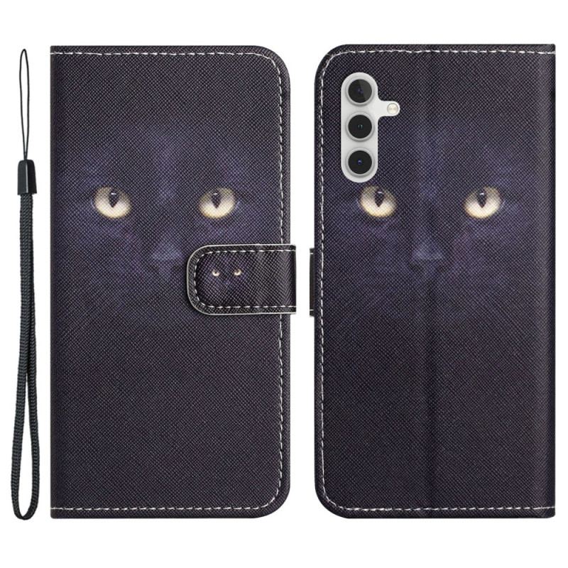Etui Folio Do Samsung Galaxy S24 Fe Kocie Oczy Z Paskami