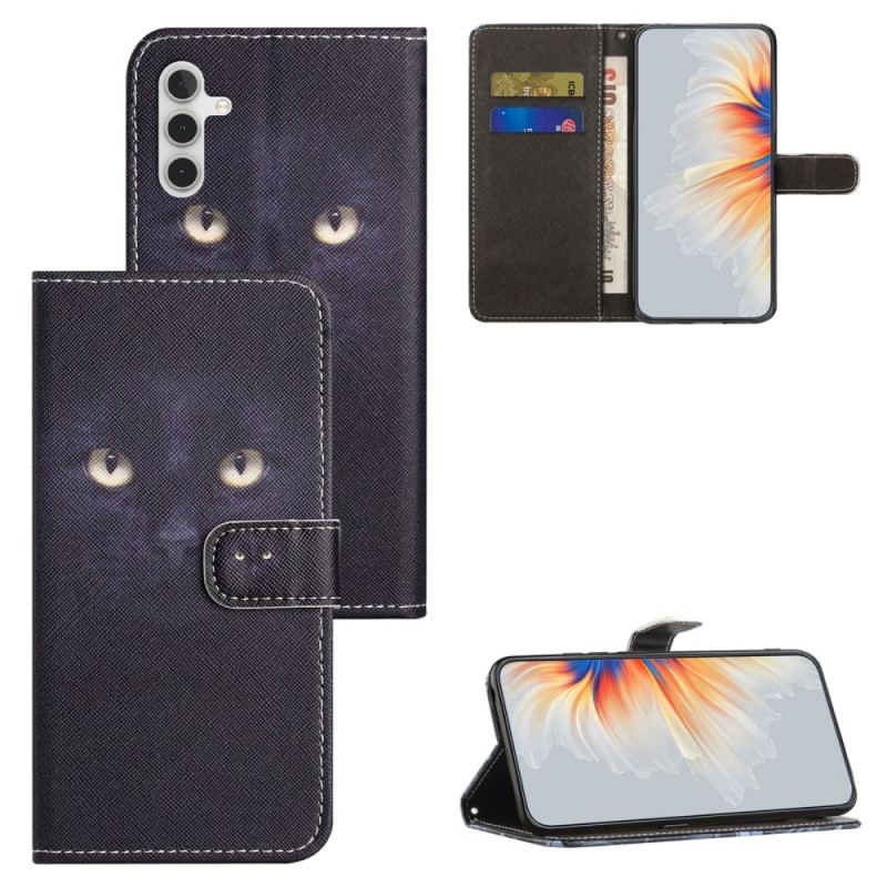 Etui Folio Do Samsung Galaxy S24 Fe Kocie Oczy Z Paskami