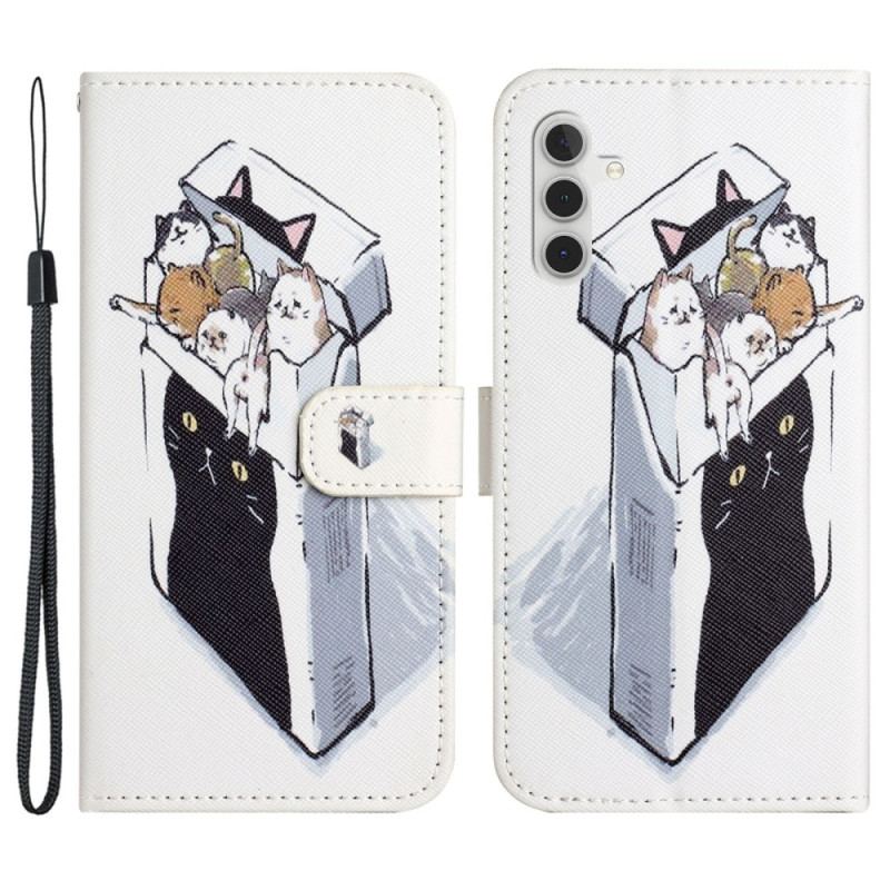 Etui Folio Do Samsung Galaxy S24 Fe Koty W Pudełku Na Smycze