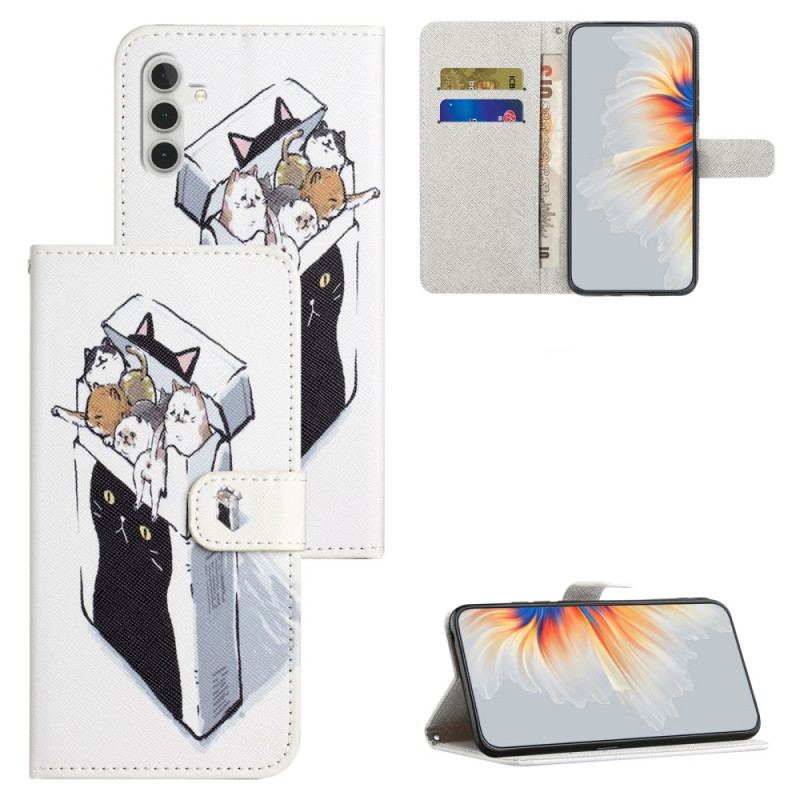 Etui Folio Do Samsung Galaxy S24 Fe Koty W Pudełku Na Smycze