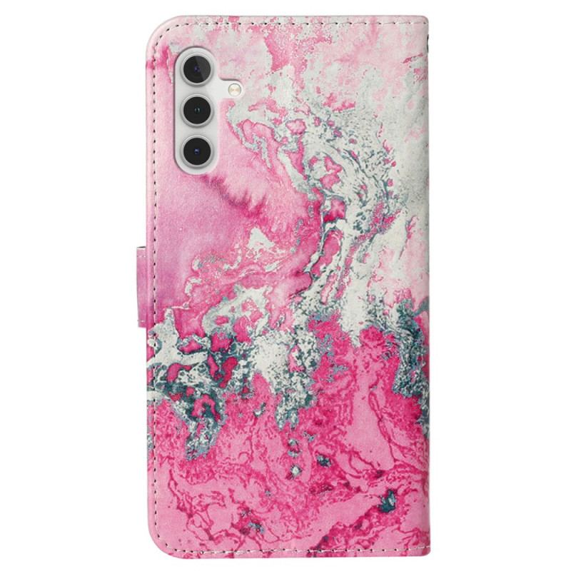 Etui Folio Do Samsung Galaxy S24 Fe Różowy Marmur Z Wodą Morską