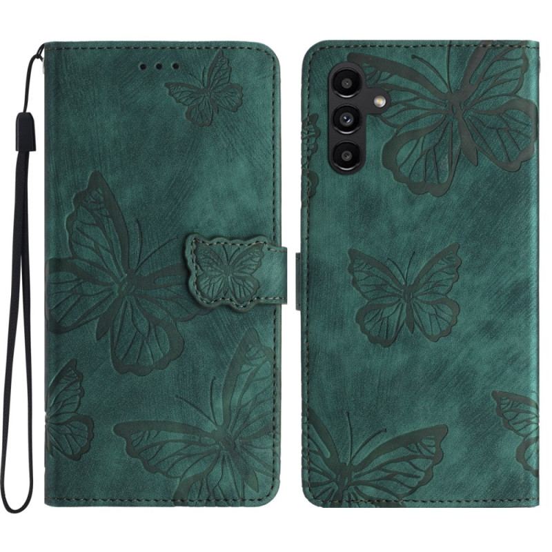 Etui Folio Do Samsung Galaxy S24 Fe Wzór Motyla Z Efektem Zamszu