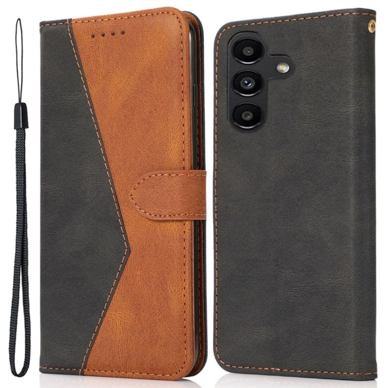 Etui Folio Samsung Galaxy S24 Fe Dwukolorowy Stylowy Pasek Etui Ochronne