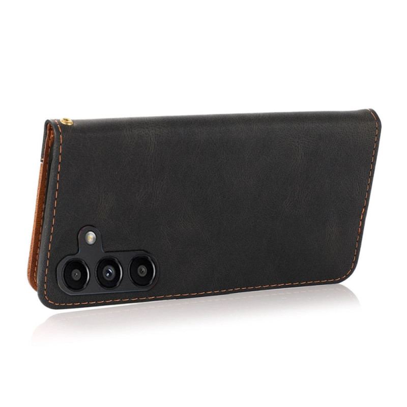 Etui Folio Samsung Galaxy S24 Fe Dwukolorowy Stylowy Pasek Etui Ochronne