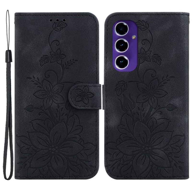 Etui Folio Samsung Galaxy S24 Fe Efekt Kwiatowego Zamszu Etui Ochronne