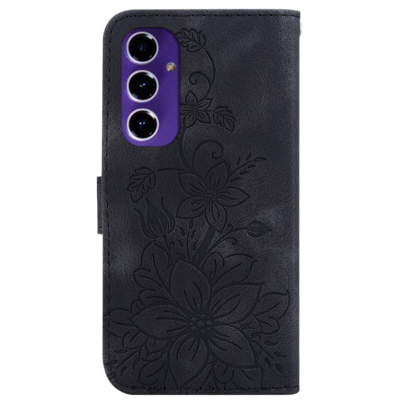 Etui Folio Samsung Galaxy S24 Fe Efekt Kwiatowego Zamszu Etui Ochronne