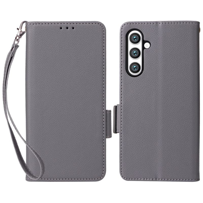Etui Folio Samsung Galaxy S24 Fe Gładka Sztuczna Skóra Z Paskiem