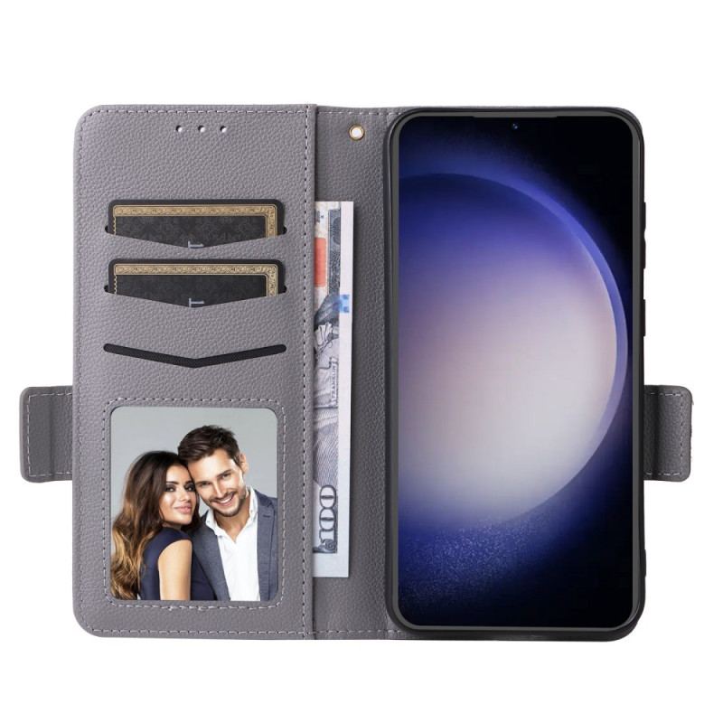 Etui Folio Samsung Galaxy S24 Fe Gładka Sztuczna Skóra Z Paskiem