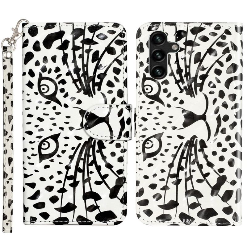 Etui Folio Samsung Galaxy S24 Fe Głowa Lamparta Z Paskiem