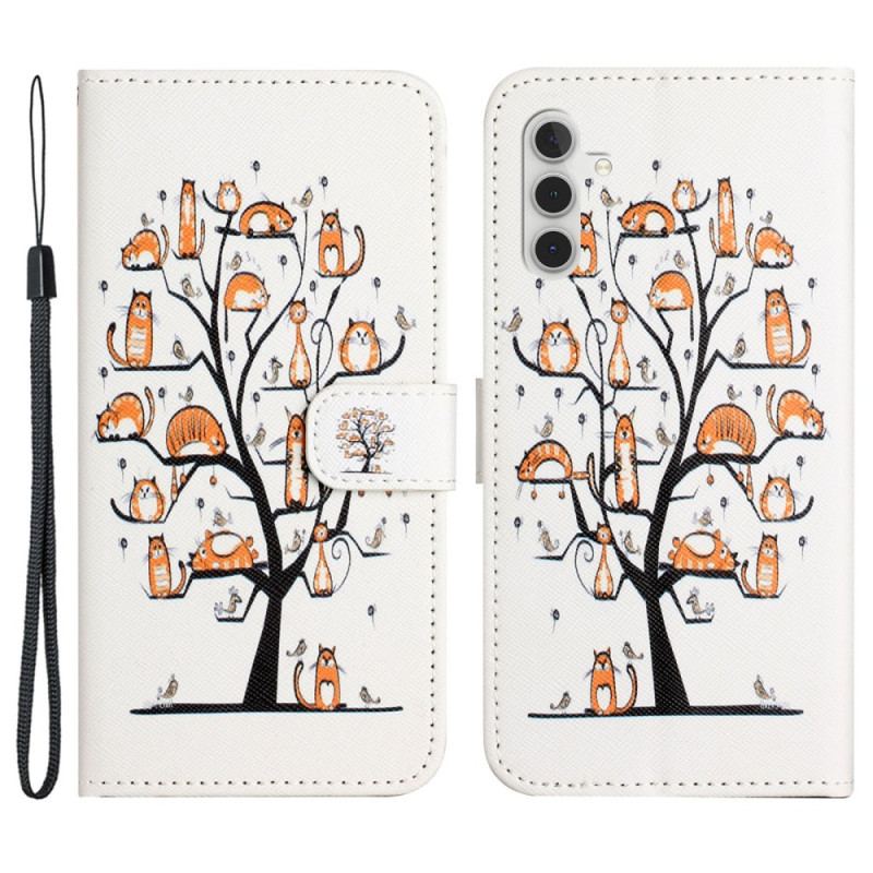 Etui Folio Samsung Galaxy S24 Fe Koty Na Drzewie Ze Smyczą