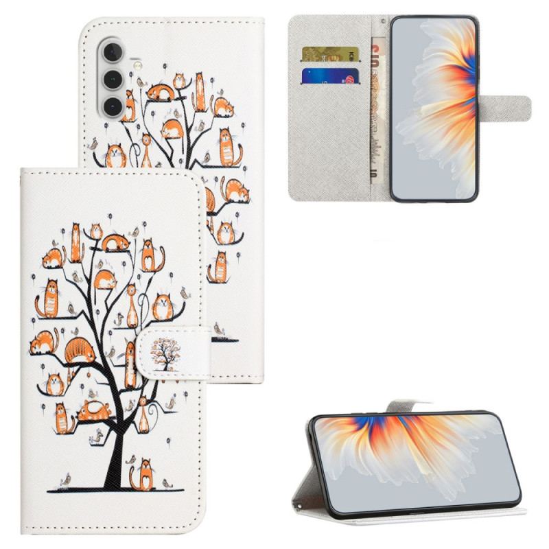 Etui Folio Samsung Galaxy S24 Fe Koty Na Drzewie Ze Smyczą