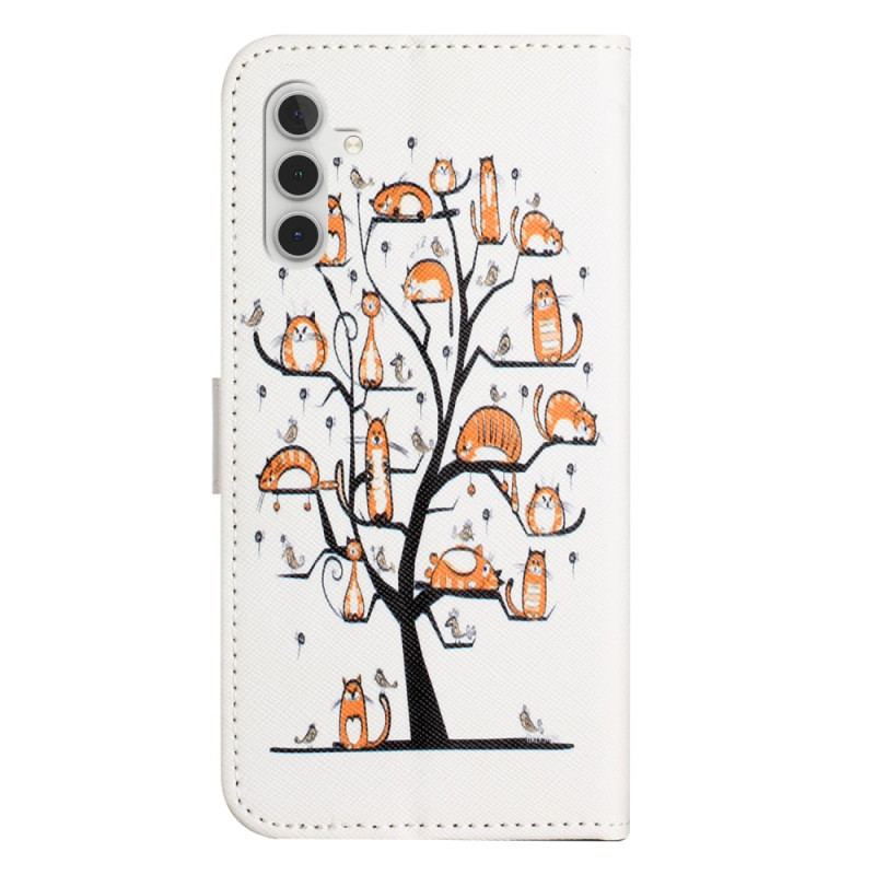 Etui Folio Samsung Galaxy S24 Fe Koty Na Drzewie Ze Smyczą