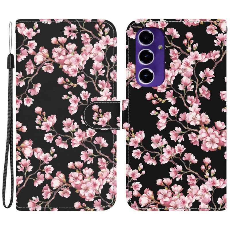 Etui Folio Samsung Galaxy S24 Fe Kwiaty Śliwy Przywiązane Etui Ochronne