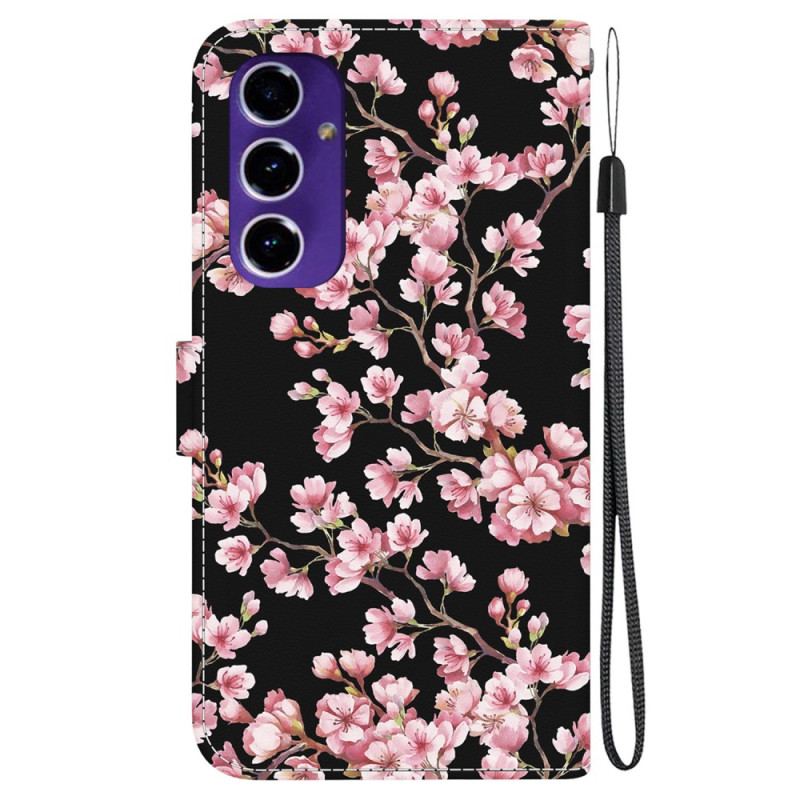 Etui Folio Samsung Galaxy S24 Fe Kwiaty Śliwy Przywiązane Etui Ochronne