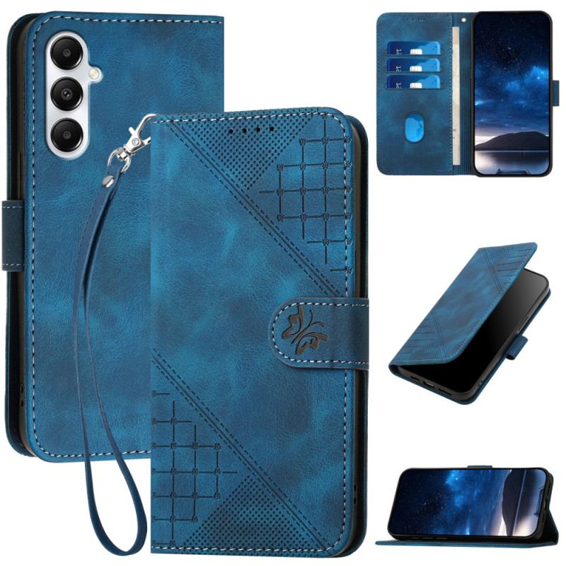 Etui Folio Samsung Galaxy S24 Fe Linie Motylkowe I Smycze Etui Ochronne