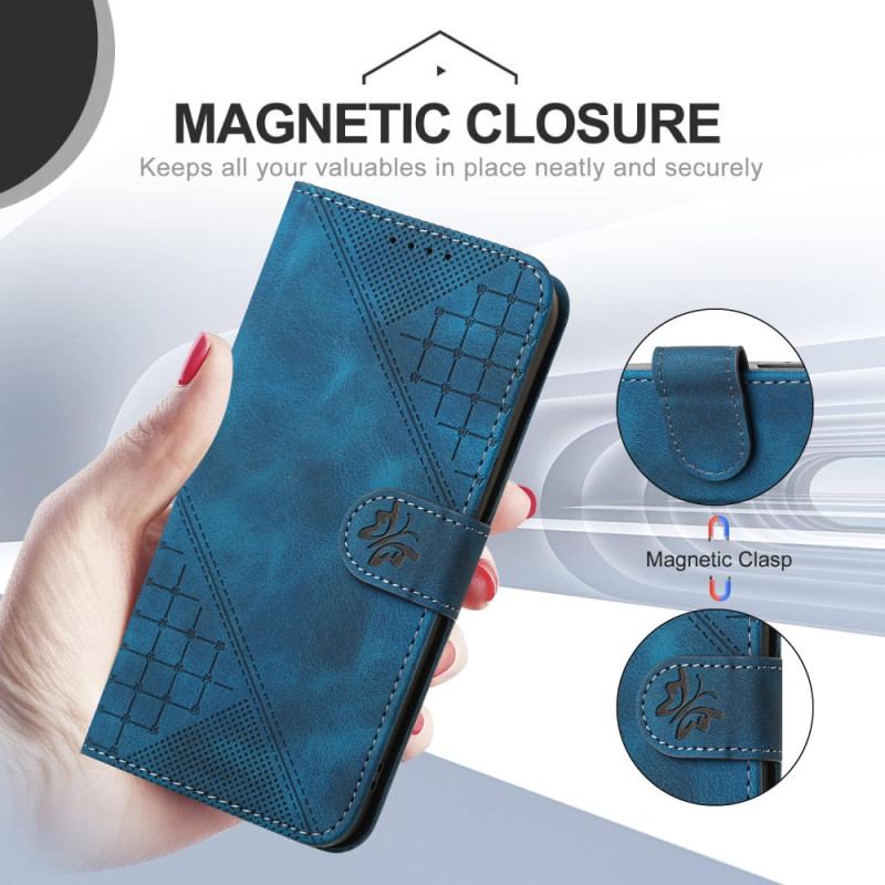 Etui Folio Samsung Galaxy S24 Fe Linie Motylkowe I Smycze Etui Ochronne