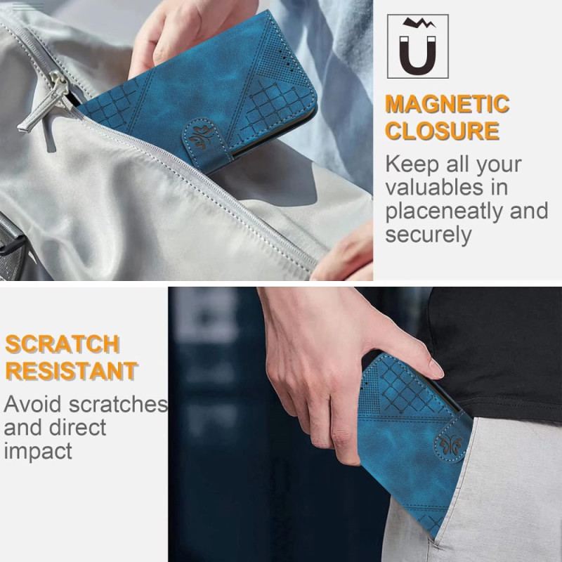 Etui Folio Samsung Galaxy S24 Fe Linie Motylkowe I Smycze Etui Ochronne