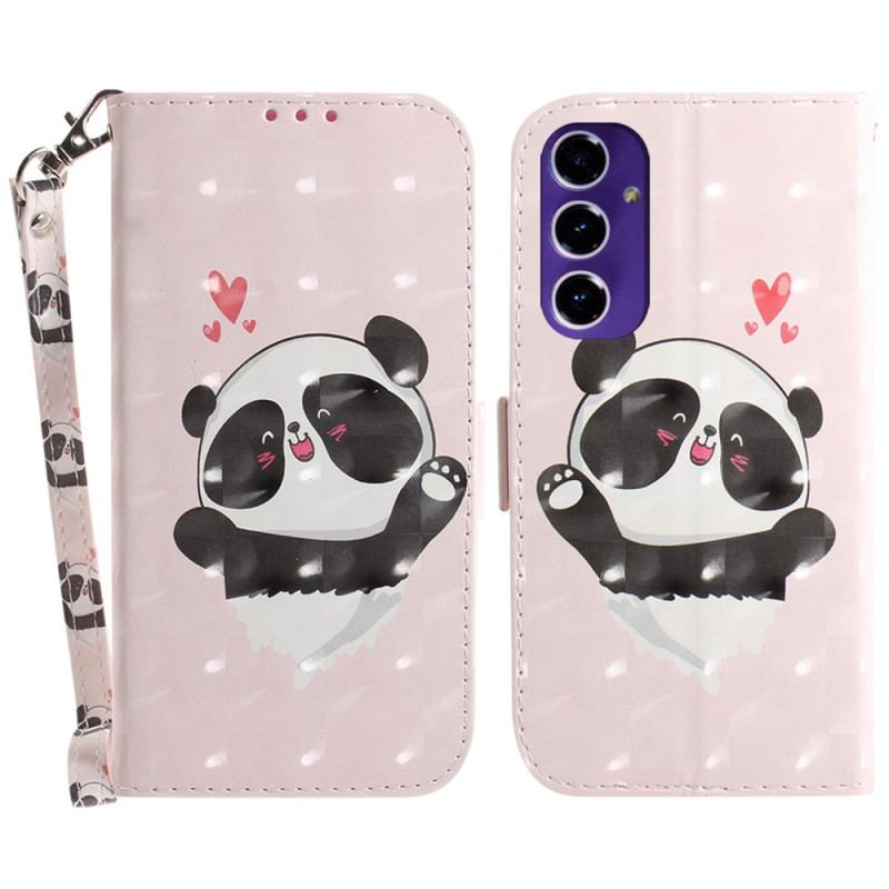 Etui Folio Samsung Galaxy S24 Fe Miłość Panda Z Paskiem