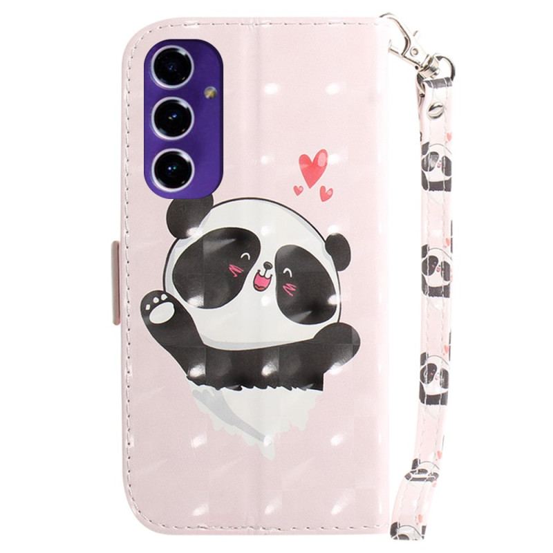 Etui Folio Samsung Galaxy S24 Fe Miłość Panda Z Paskiem