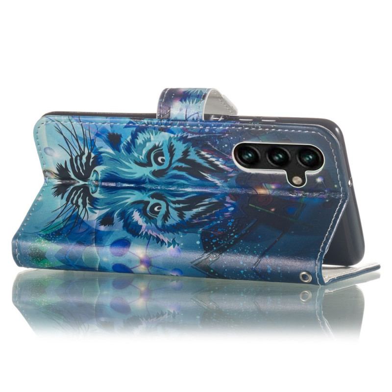 Etui Folio Samsung Galaxy S24 Fe Pasek Z Nadrukiem Wilka Etui Ochronne