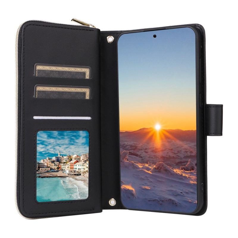 Etui Folio Samsung Galaxy S24 Fe Pikowany Portfel Z Paskiem Na Ramię