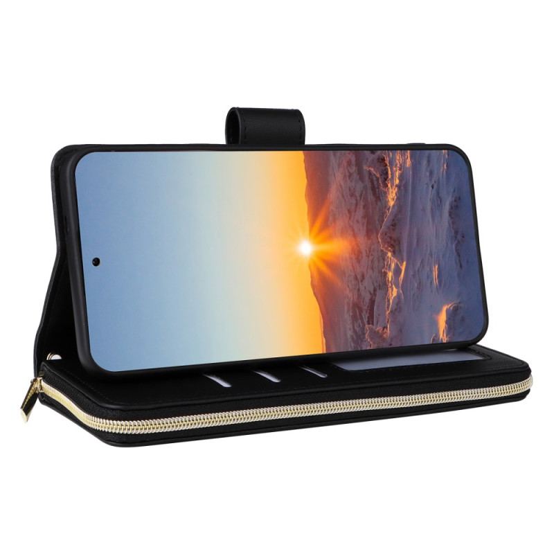 Etui Folio Samsung Galaxy S24 Fe Pikowany Portfel Z Paskiem Na Ramię