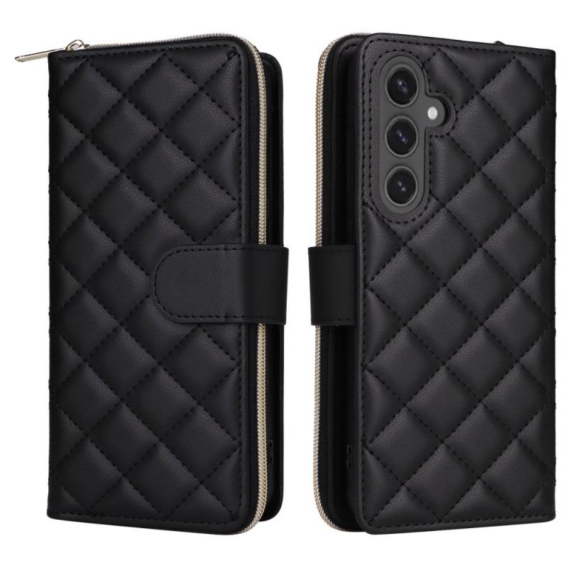 Etui Folio Samsung Galaxy S24 Fe Pikowany Portfel Z Paskiem Na Ramię