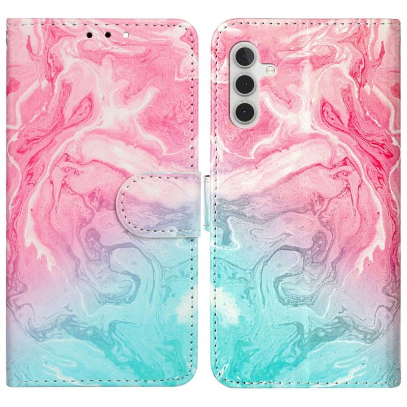 Etui Folio Samsung Galaxy S24 Fe Różowy I Zielony Marmur