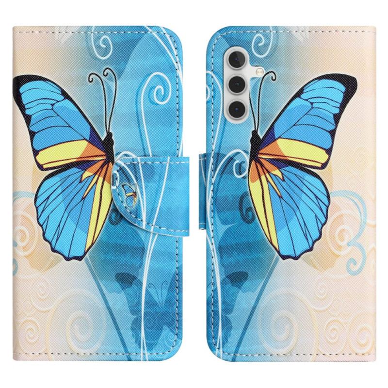 Etui Folio Samsung Galaxy S24 Fe Żółty I Niebieski Motyl